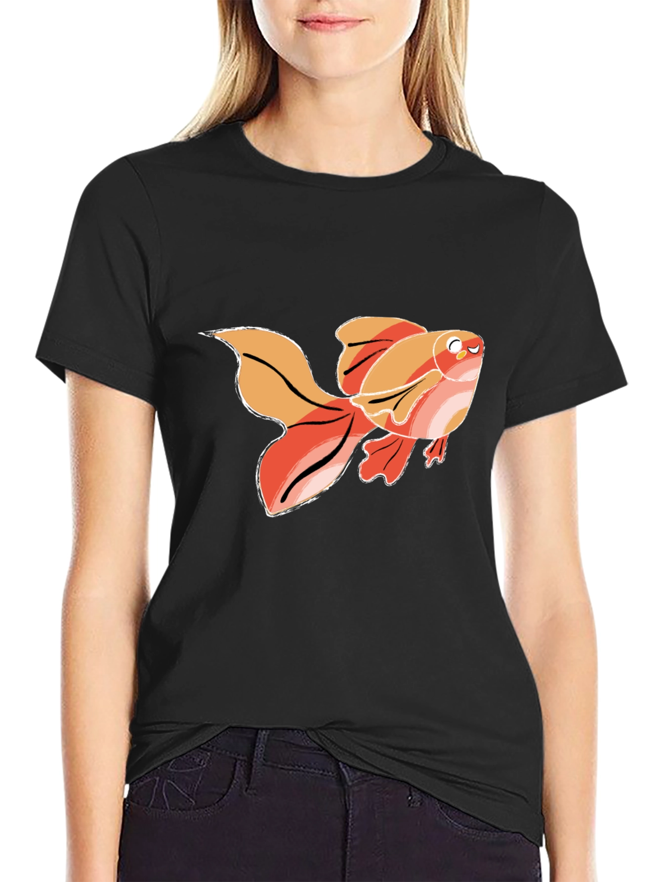 Goldfish Graphic T-Shirt - Black Cotton Tee