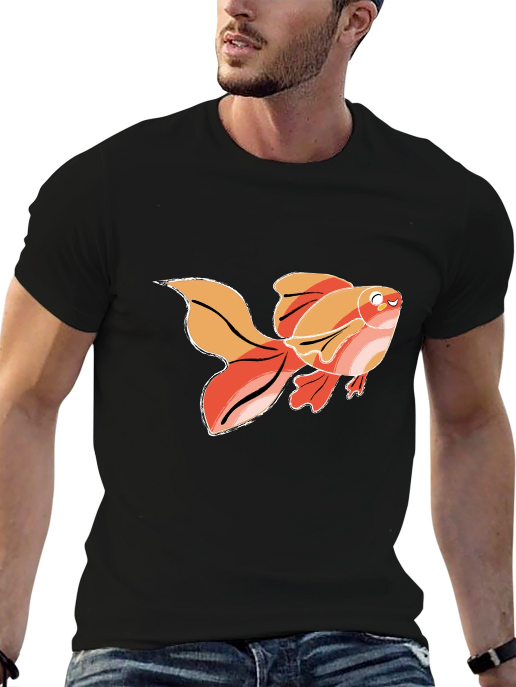 Goldfish Graphic T-Shirt - Black Cotton Tee