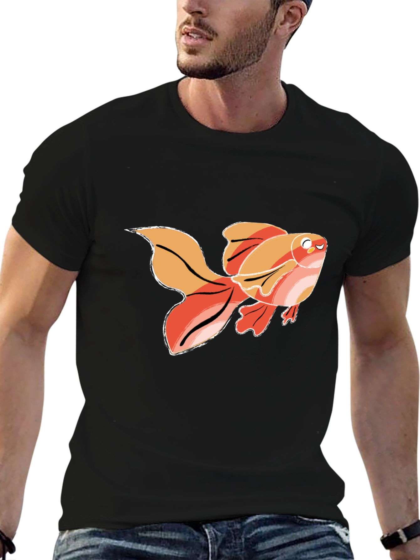 Goldfish Graphic T-Shirt - Black Cotton Tee
