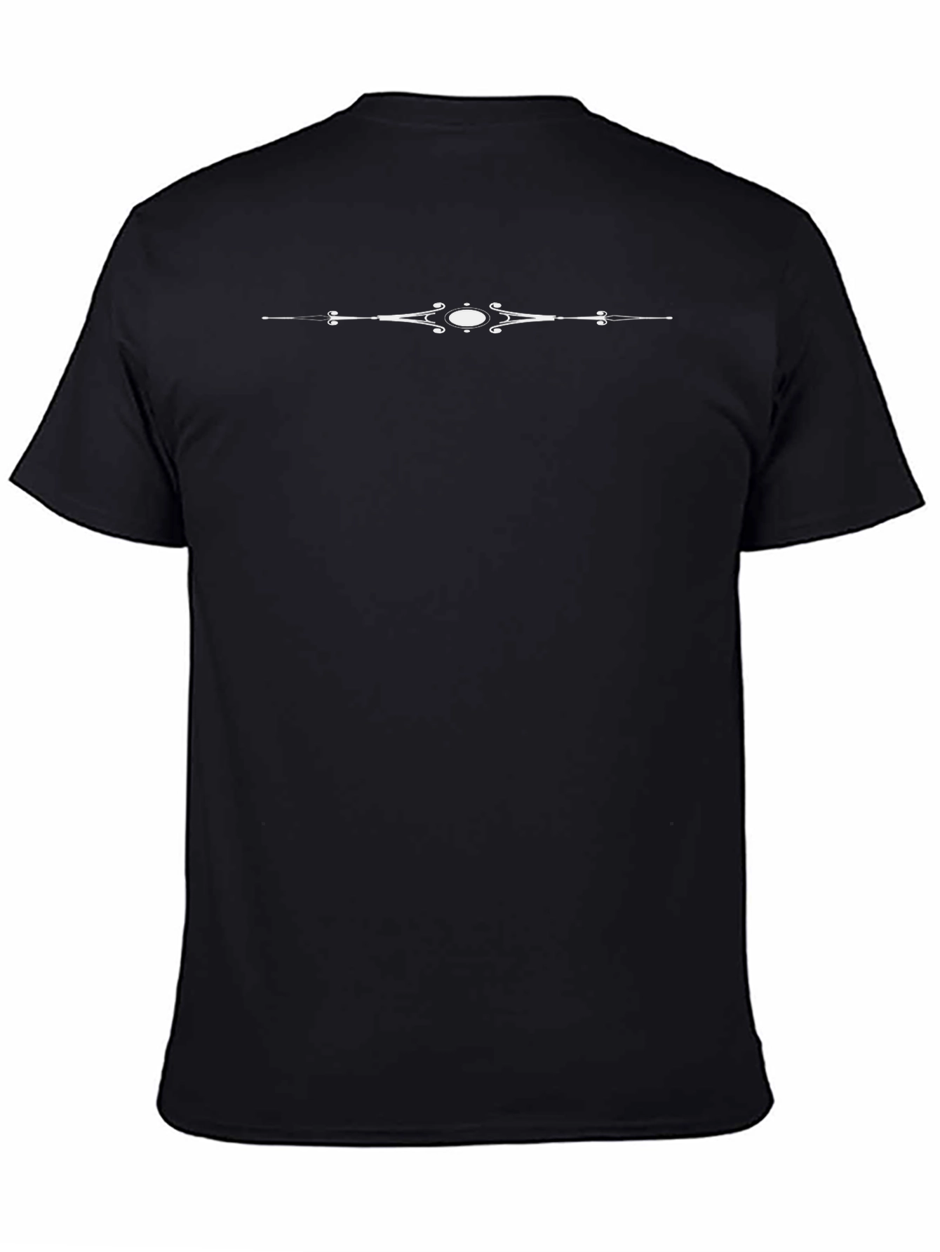 Elegant Black Tee with White Ornamental Design