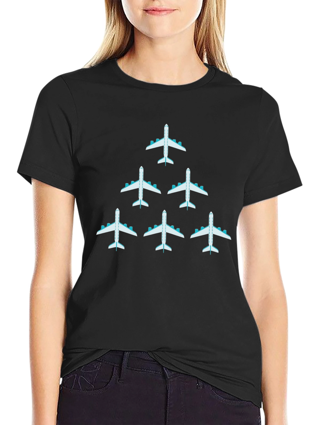Airplane Graphic Print Mens Black T-Shirt