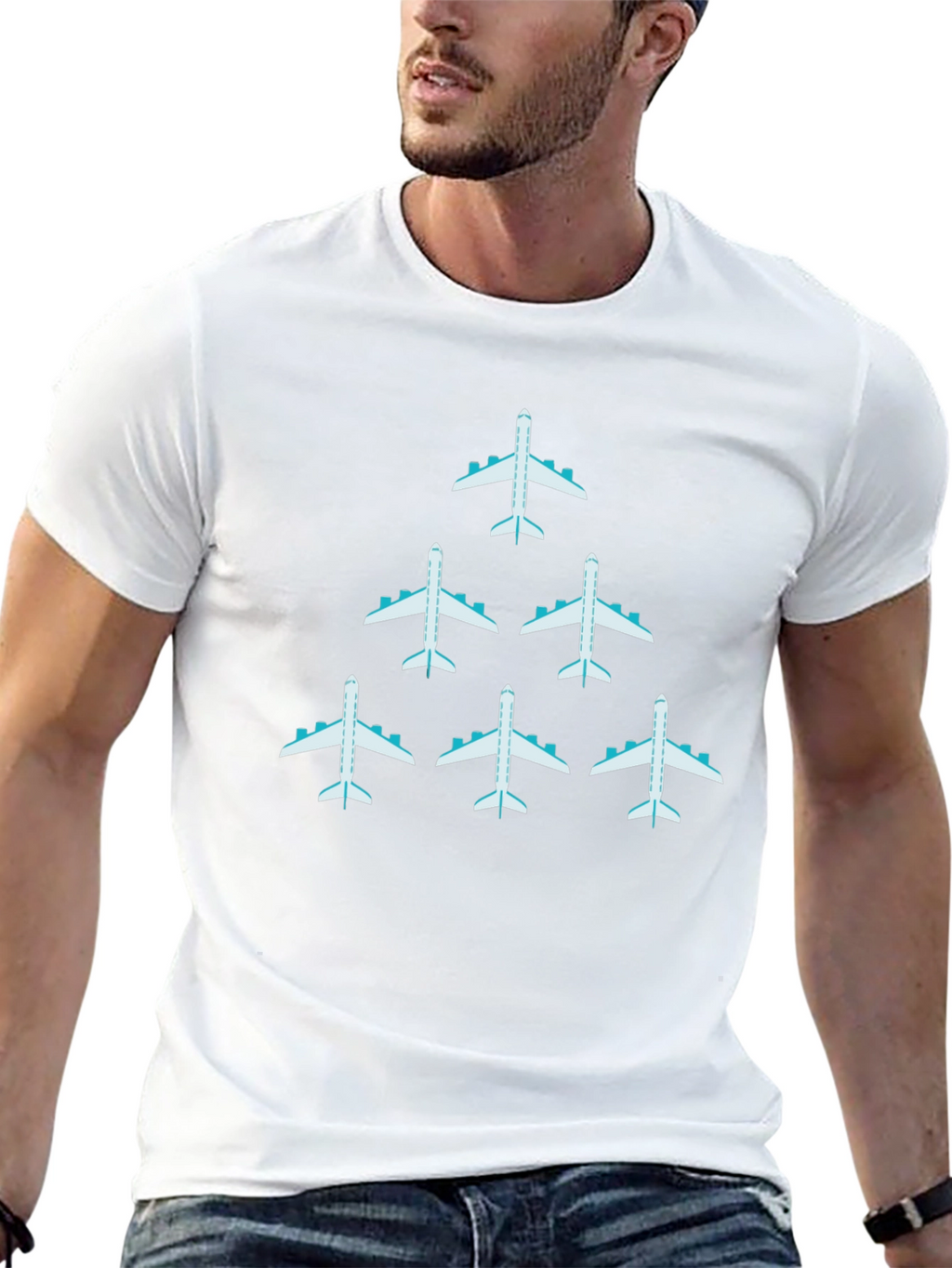 Airplane Graphic Print Mens Black T-Shirt