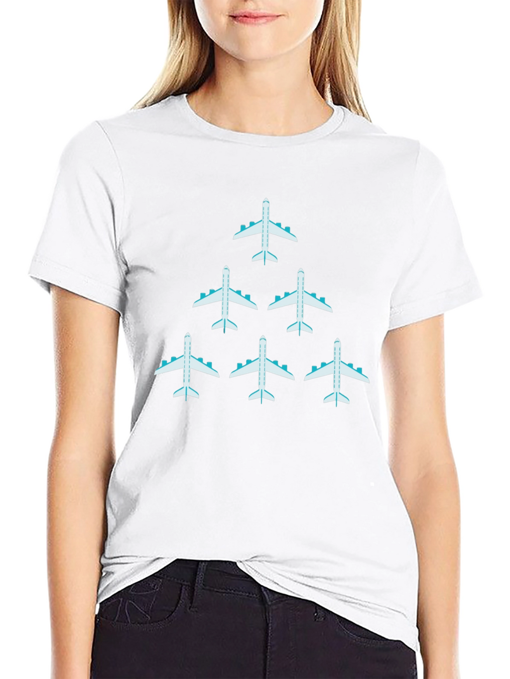 Airplane Graphic Print Mens Black T-Shirt