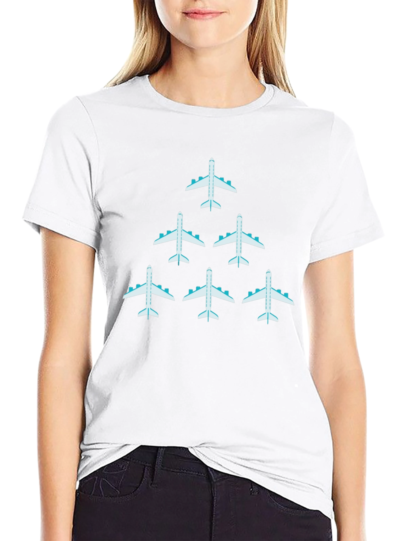 Airplane Graphic Print Mens Black T-Shirt