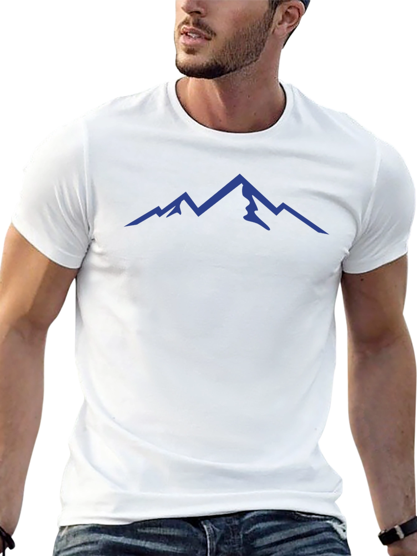 Mens Black T-Shirt with Mountain Peak Design