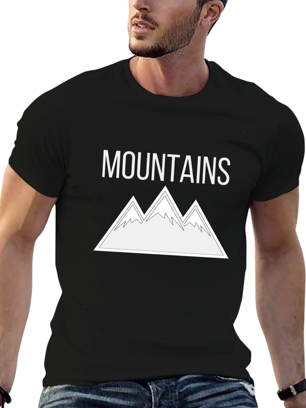 Mountains Graphic Tee - Stylish Black Cotton T-Shirt