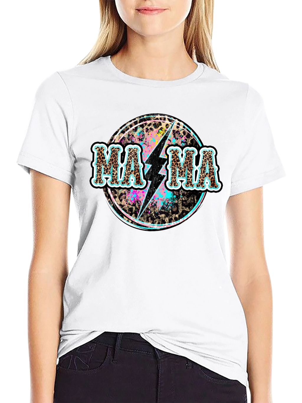 Mama Leopard Bolt Graphic Tee