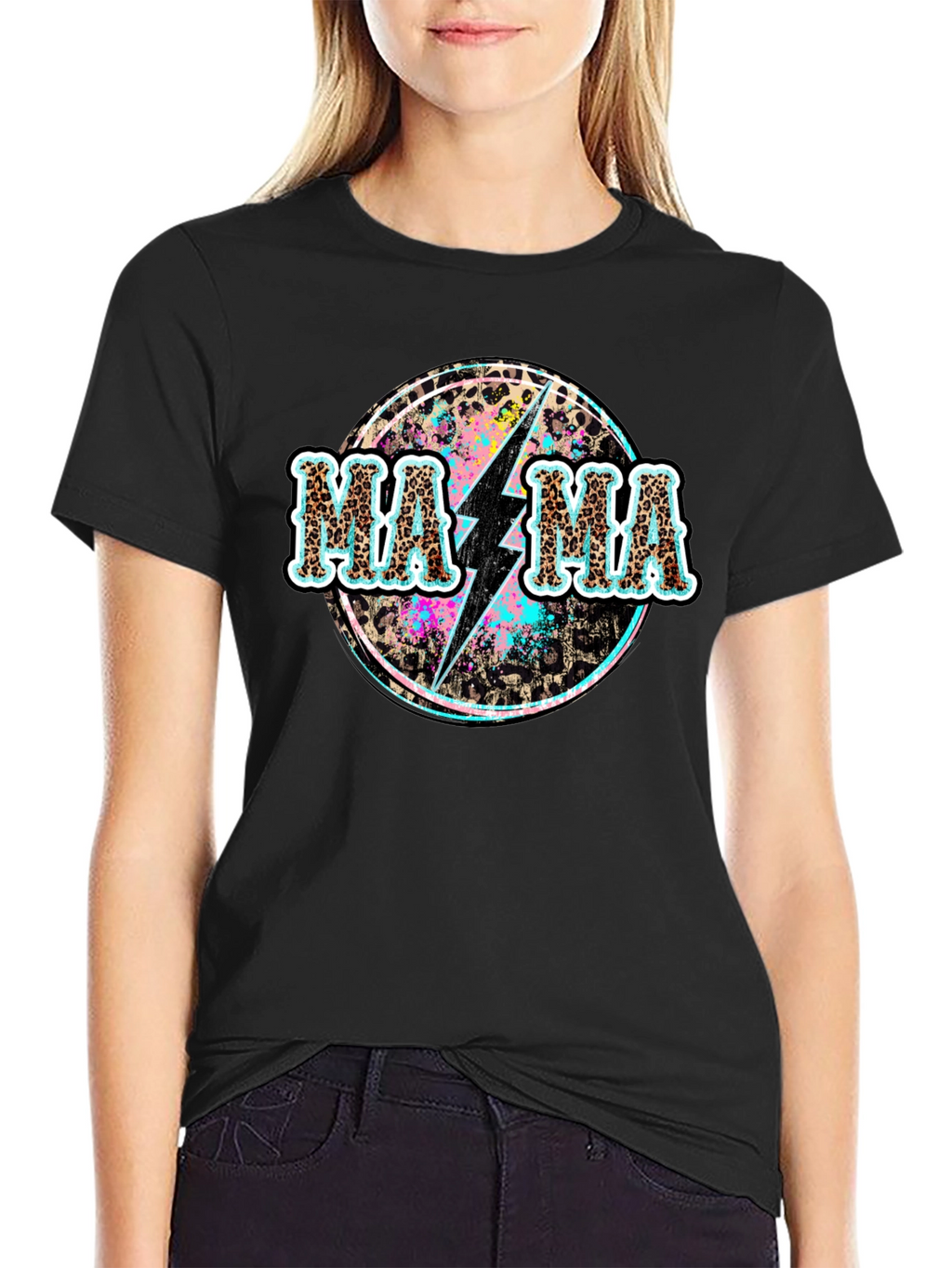Mama Leopard Bolt Graphic Tee