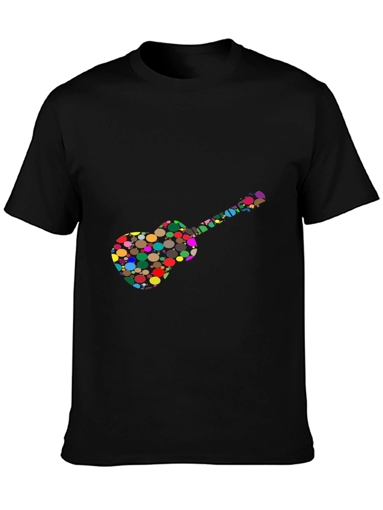 Colorful Guitar Graphic Mens Black T-Shirt