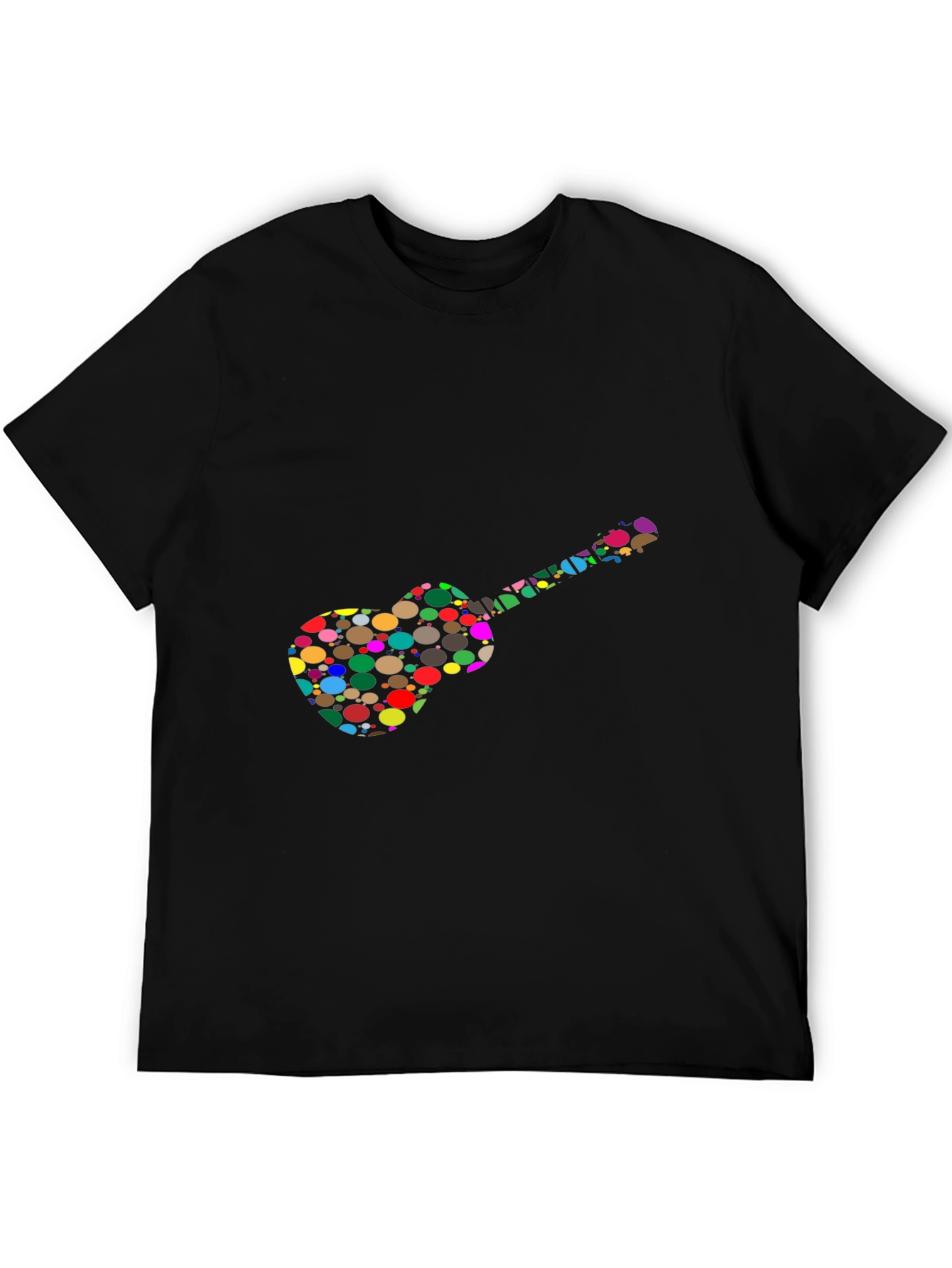 Colorful Guitar Graphic Mens Black T-Shirt