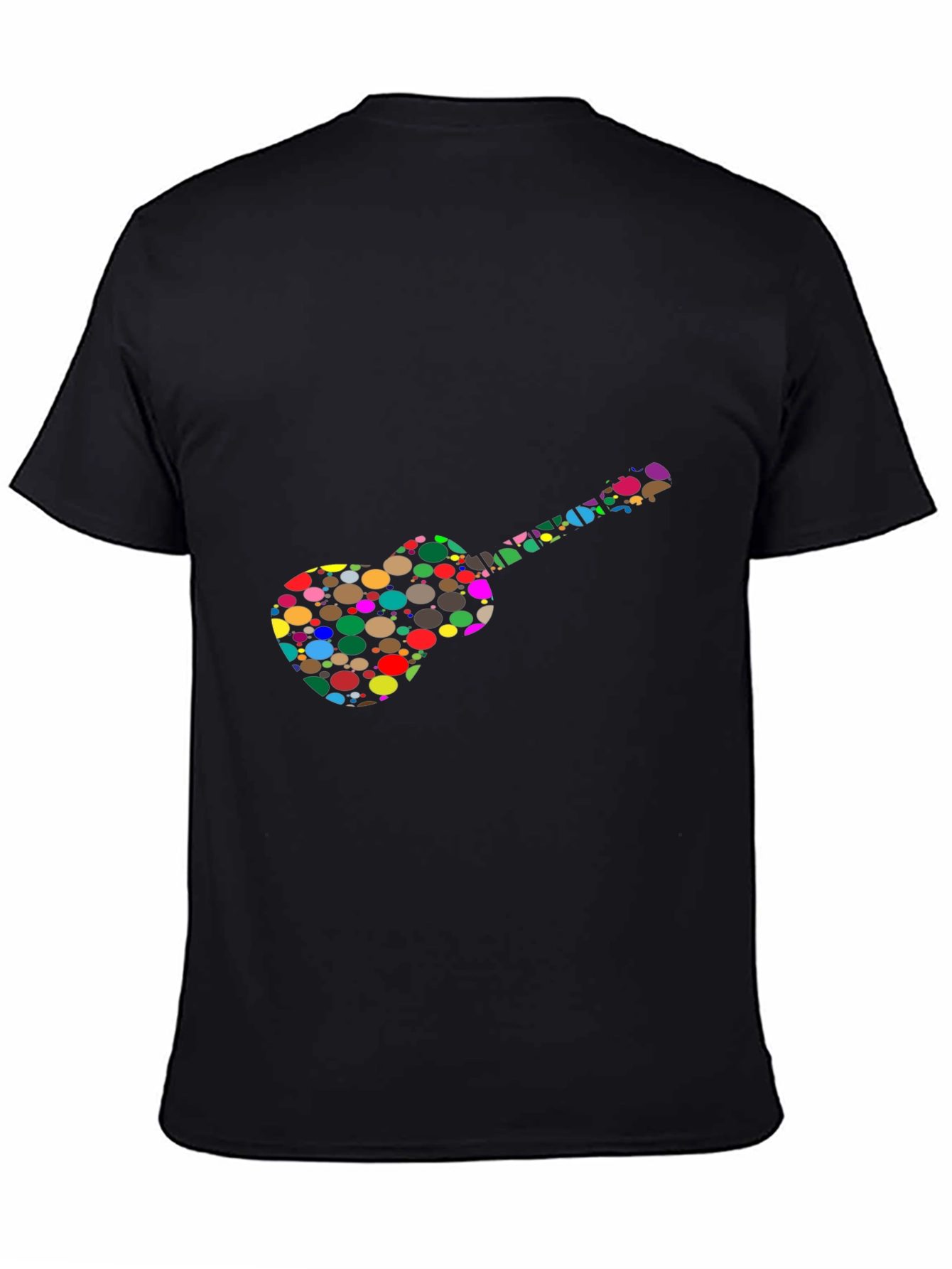 Colorful Guitar Graphic Mens Black T-Shirt