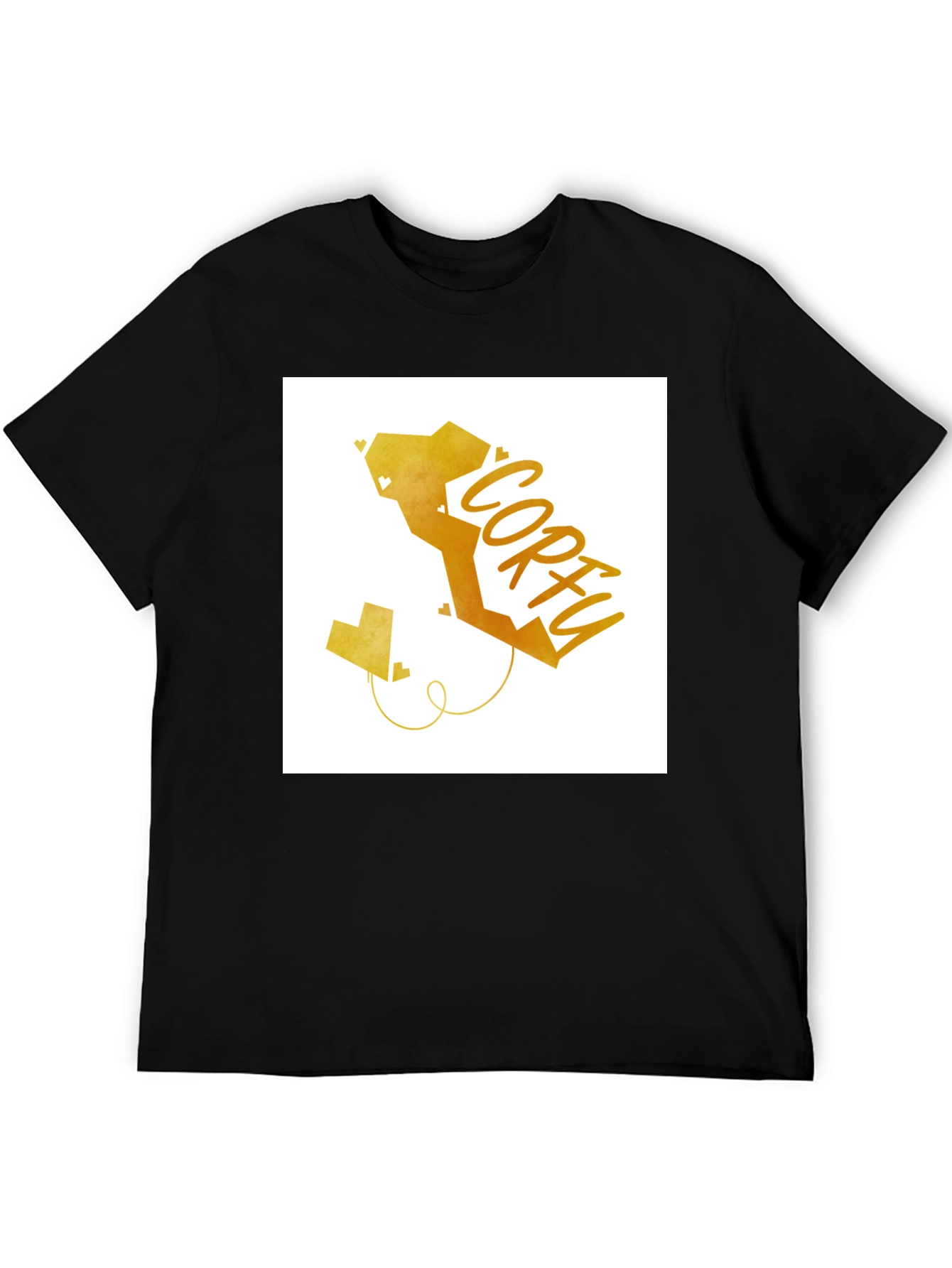 Corfu Island Map T-Shirt - Geometric Heart Design