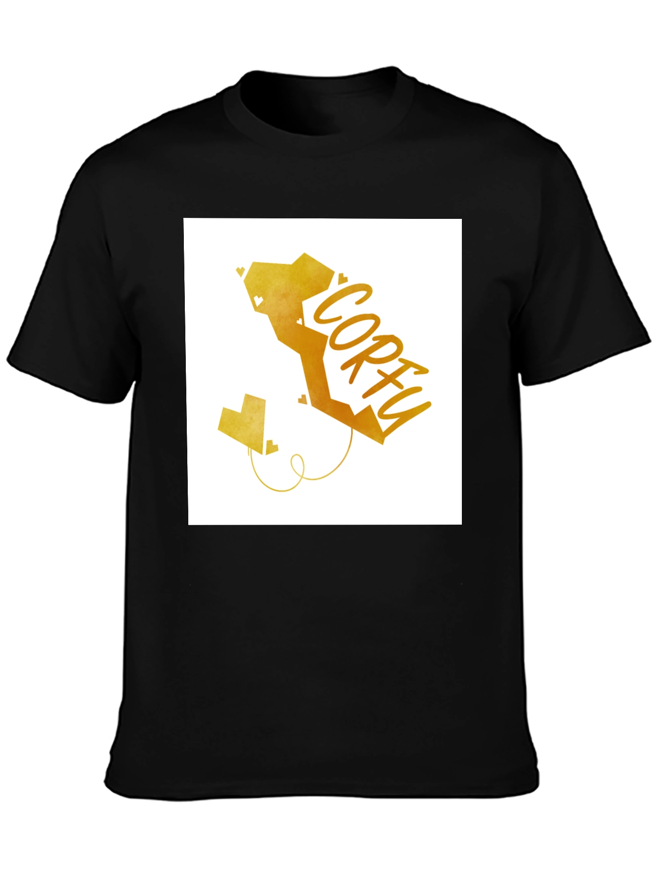 Corfu Island Map T-Shirt - Geometric Heart Design