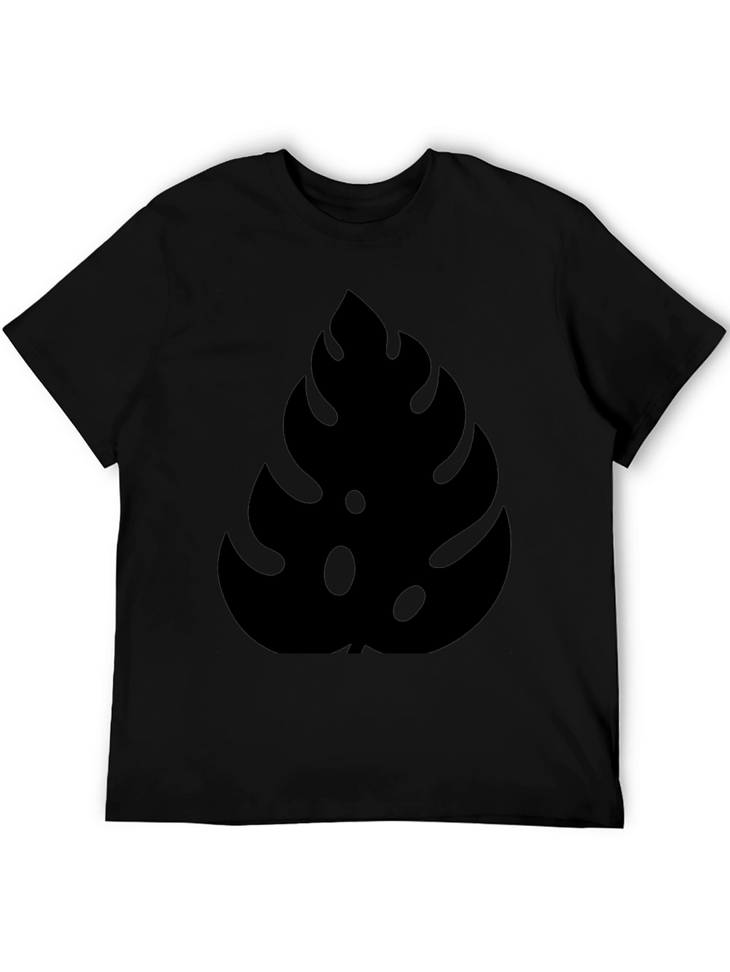 Stylish Monstera Leaf Graphic Black T-Shirt