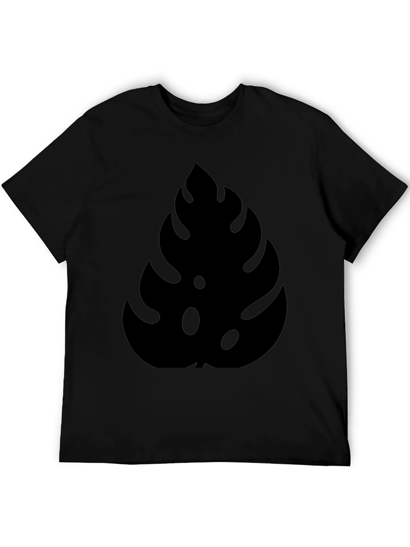 Stylish Monstera Leaf Graphic Black T-Shirt
