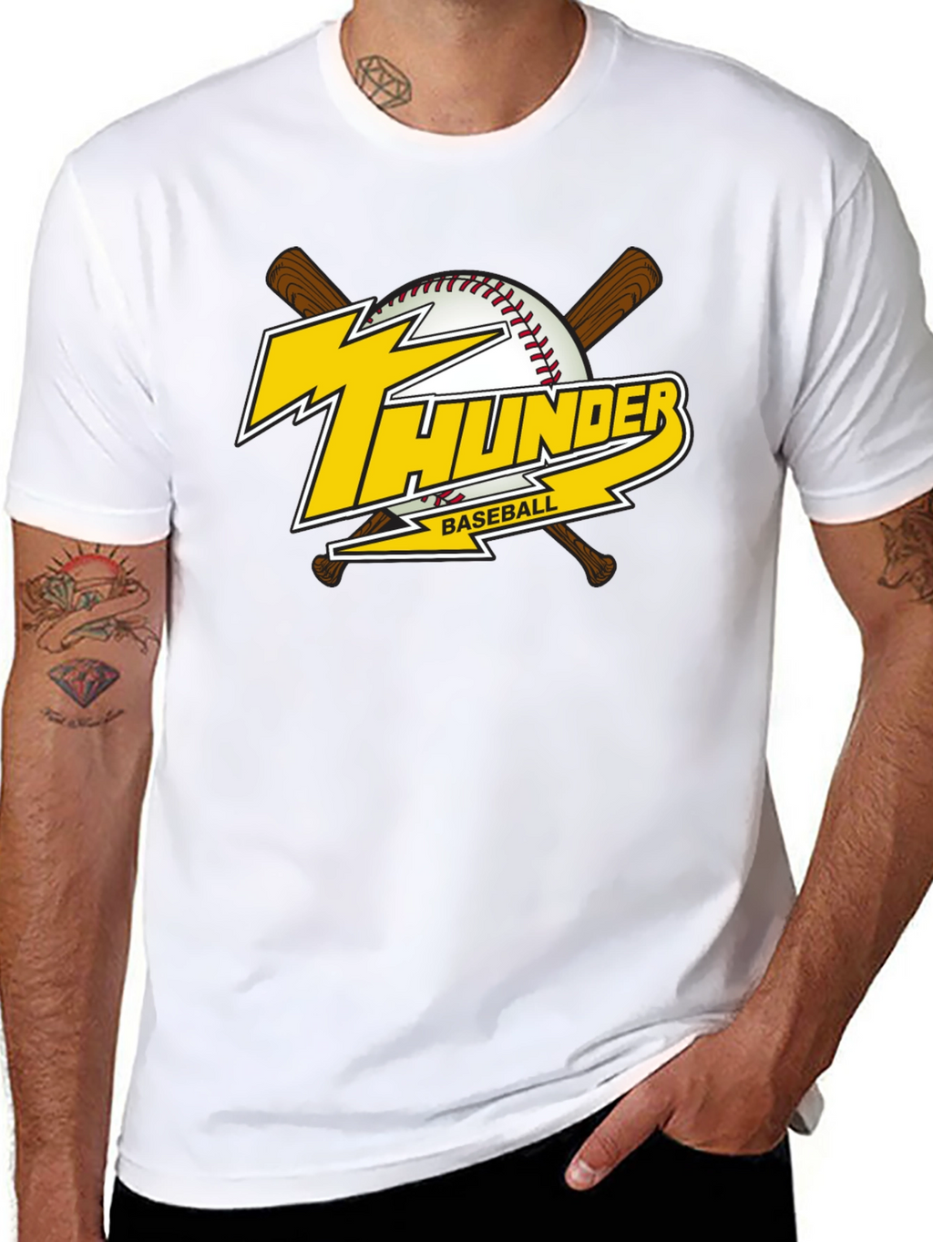 Thunder Baseball Graphic T-Shirt - Black Cotton Tee