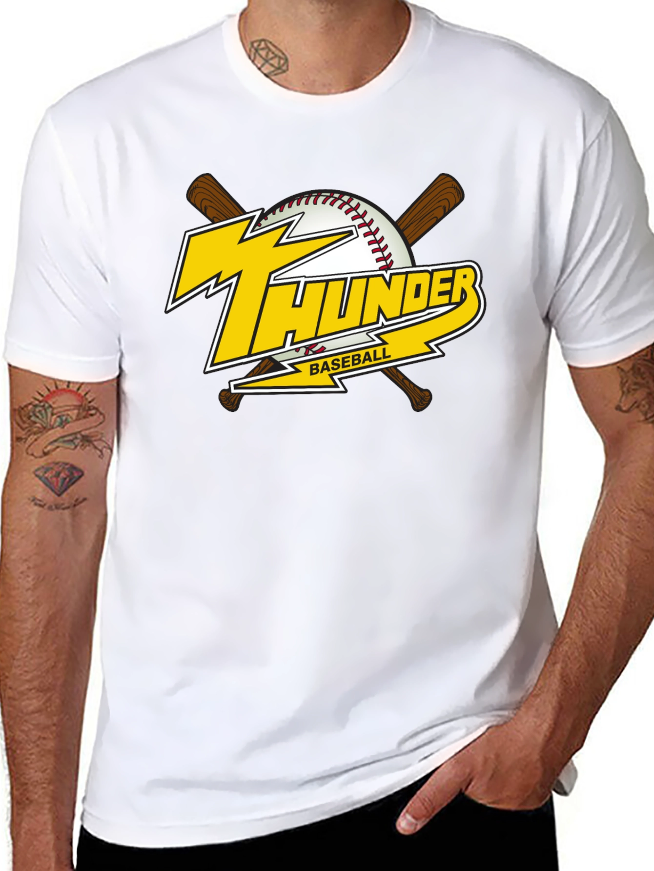 Thunder Baseball Graphic T-Shirt - Black Cotton Tee