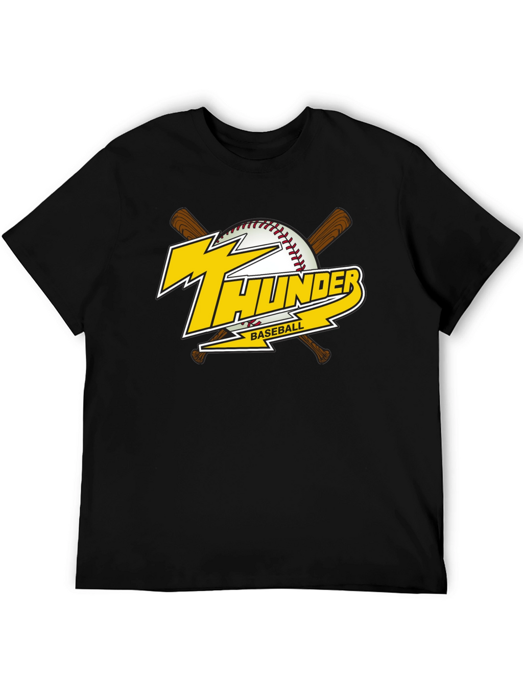 Thunder Baseball Graphic T-Shirt - Black Cotton Tee