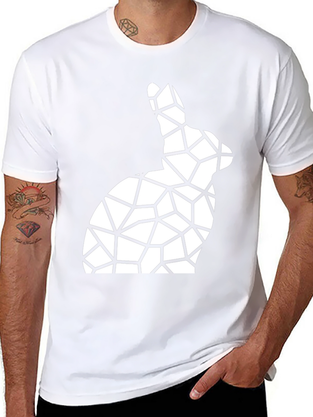 Geometric Bunny Graphic Print Tee