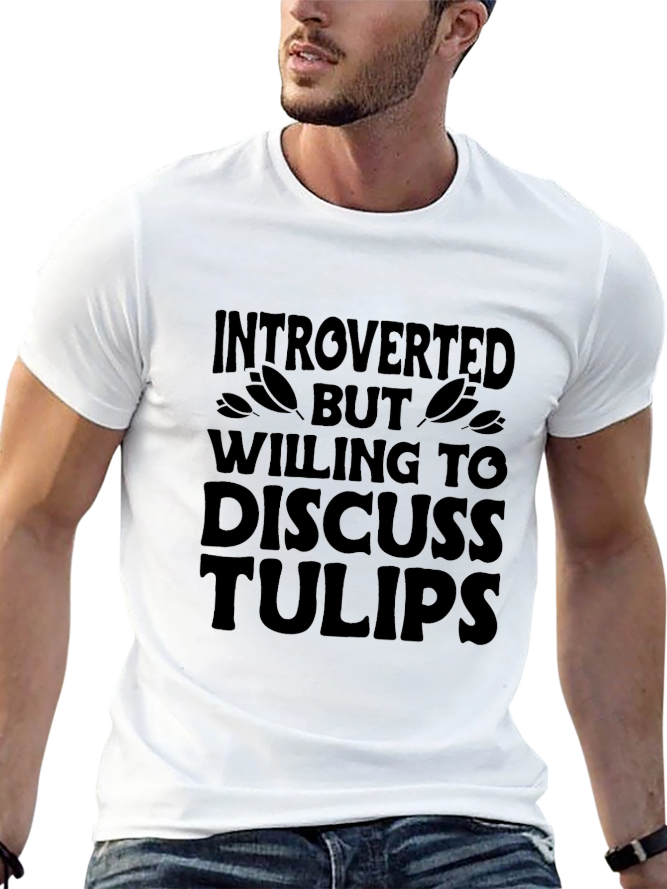 Introverted Tulip Lover Graphic T-Shirt - Black
