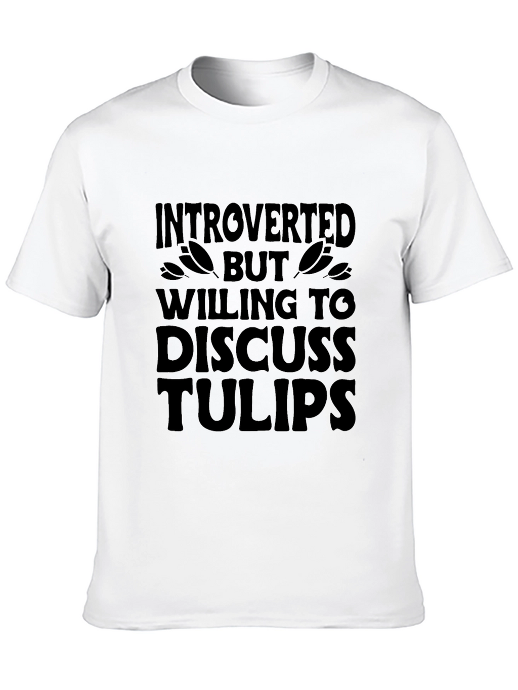 Introverted Tulip Lover Graphic T-Shirt - Black