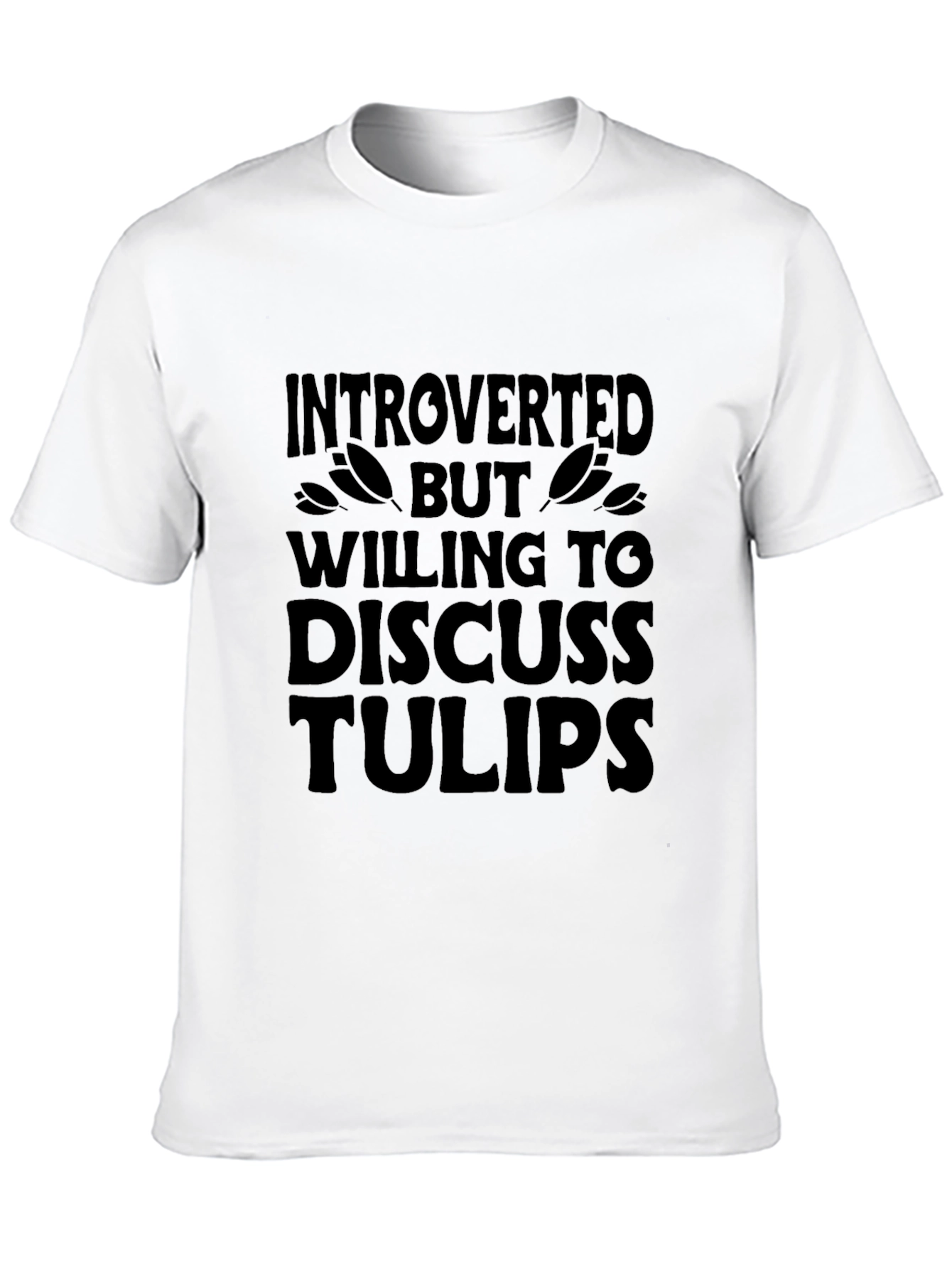 Introverted Tulip Lover Graphic T-Shirt - Black