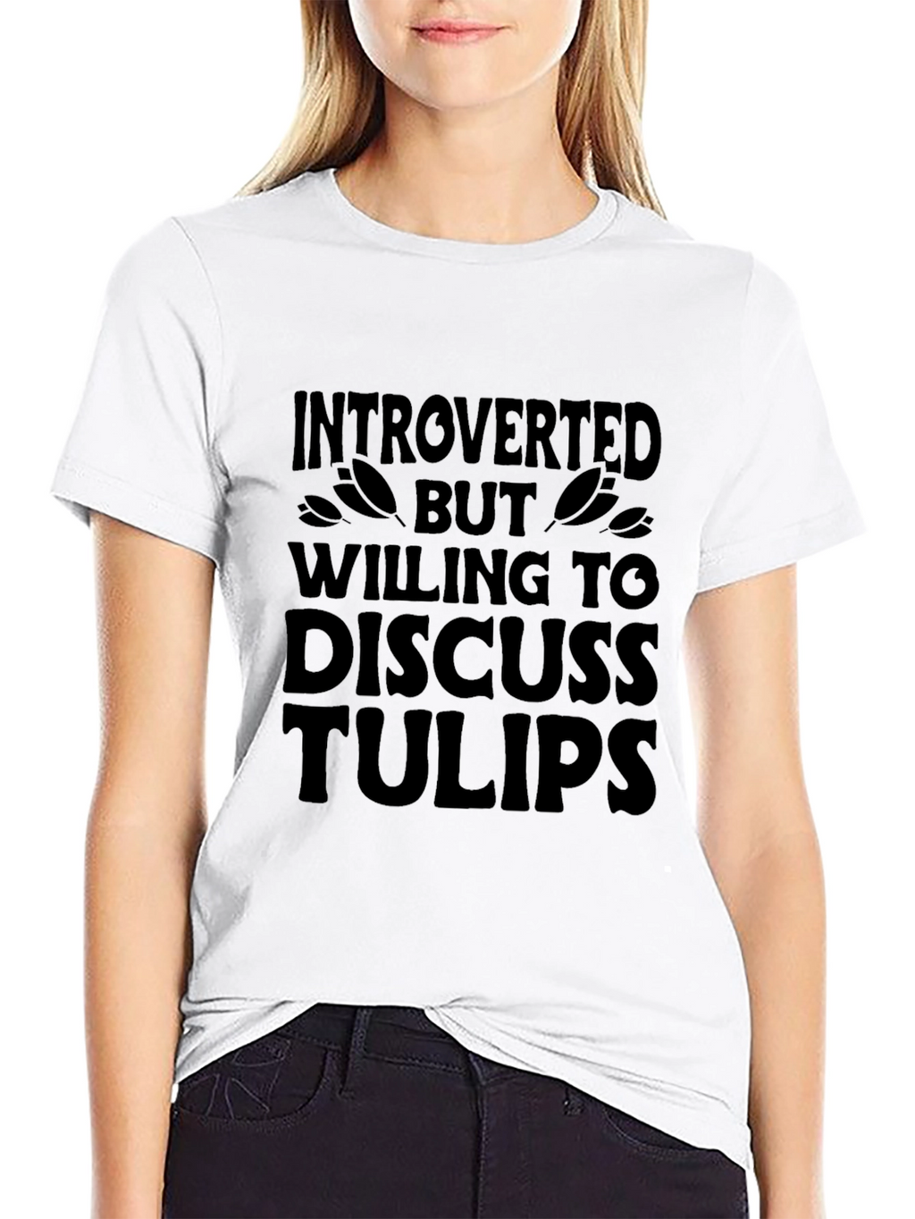 Introverted Tulip Lover Graphic T-Shirt - Black