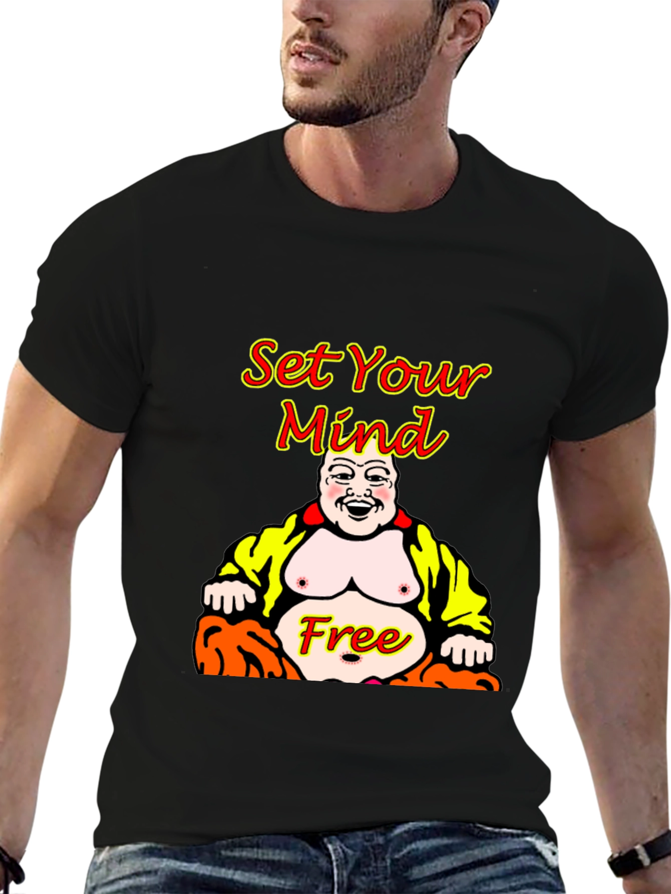 Set Your Mind Free Buddha Graphic T-Shirt
