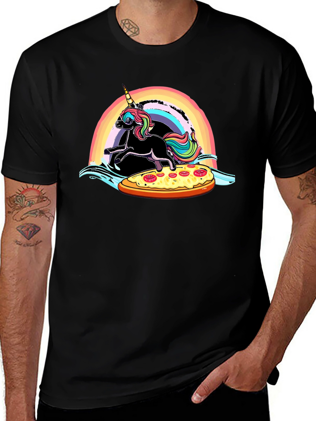 Unicorn Pizza Rainbow Graphic Tee