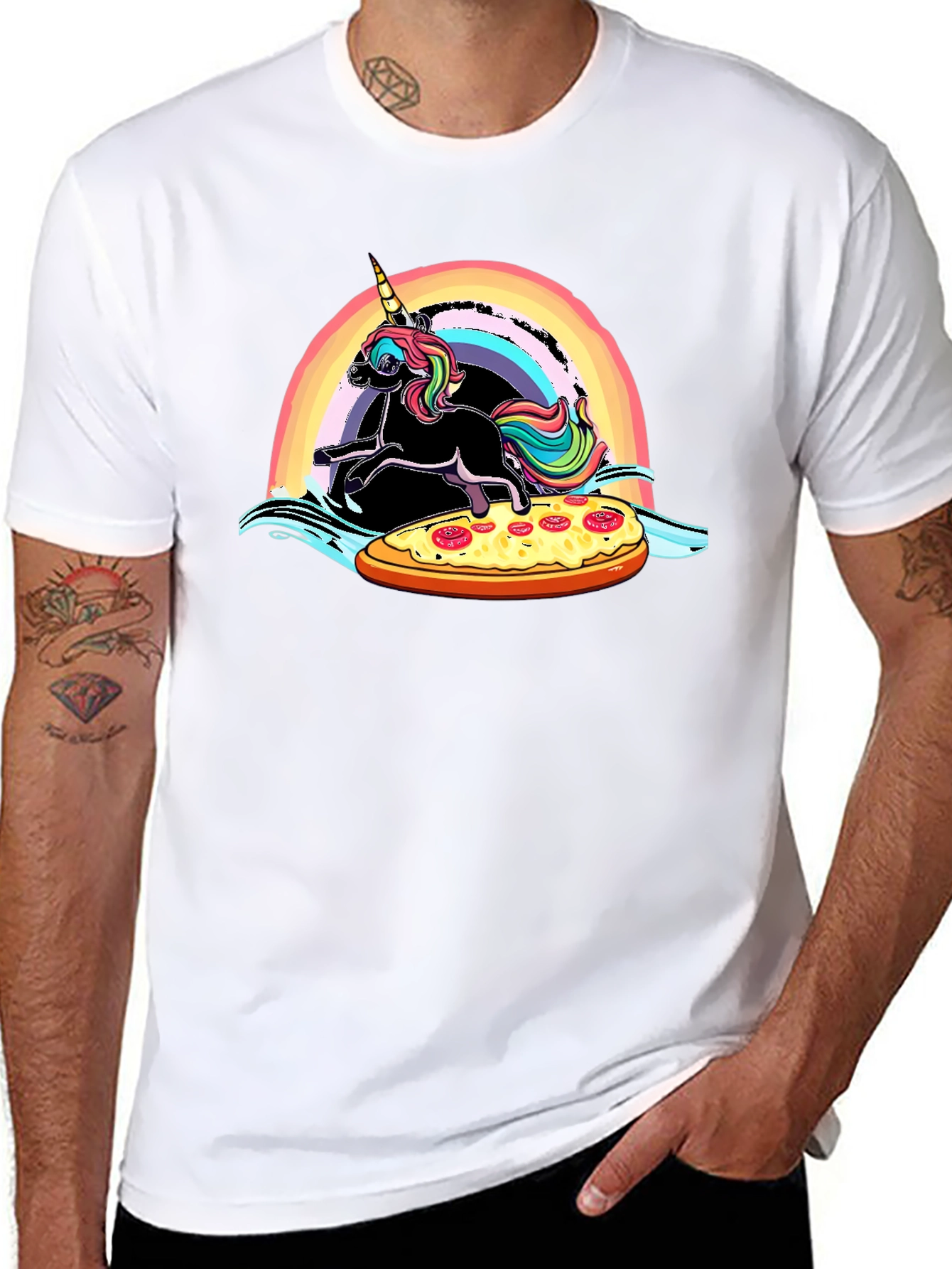 Unicorn Pizza Rainbow Graphic Tee
