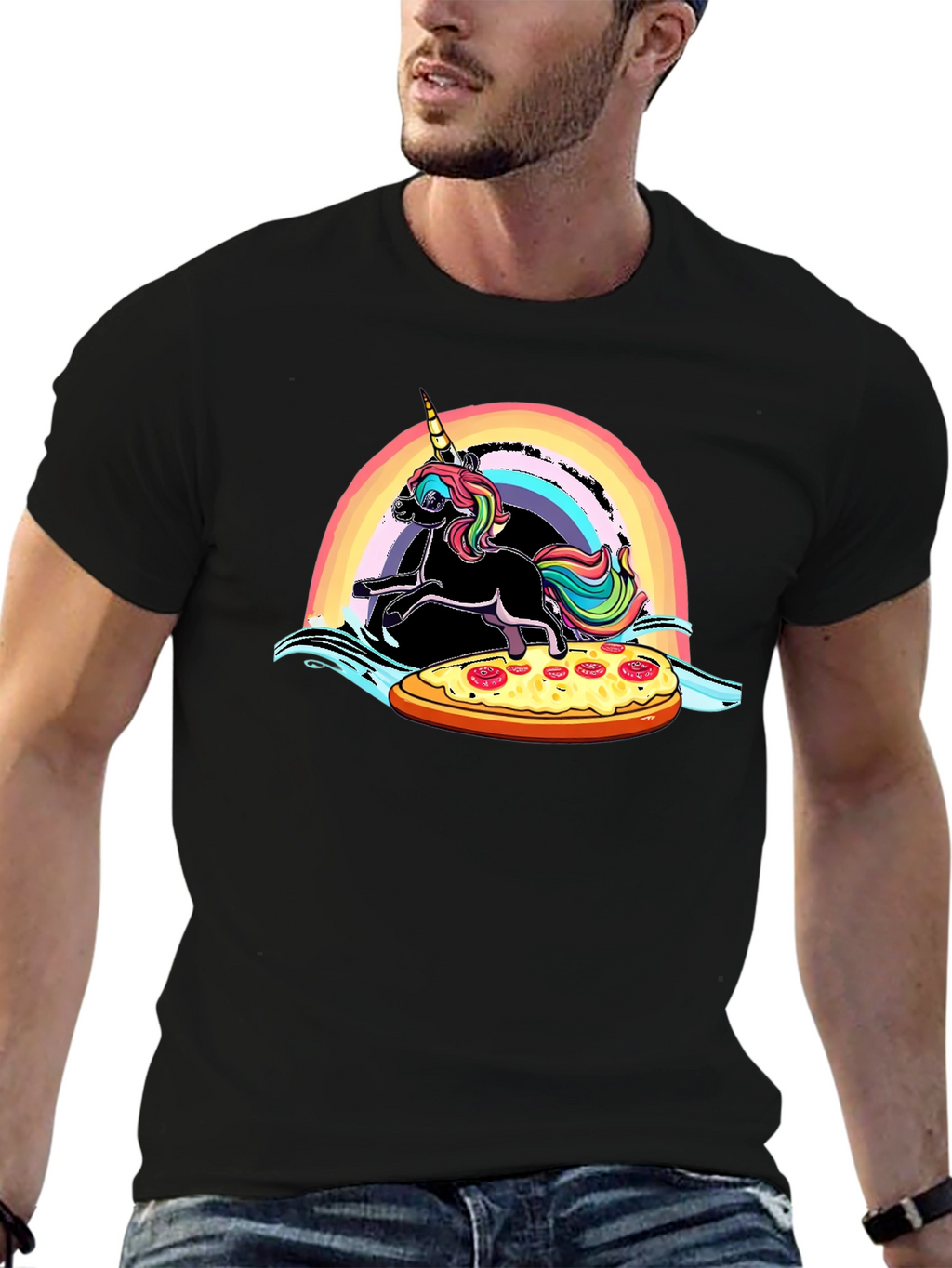 Unicorn Pizza Rainbow Graphic Tee