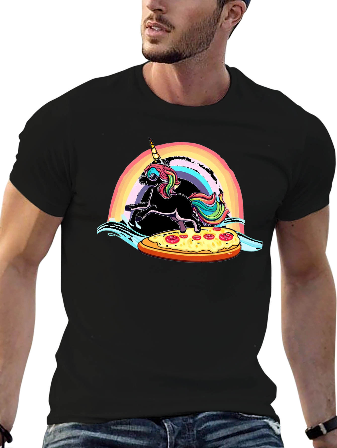 Unicorn Pizza Rainbow Graphic Tee