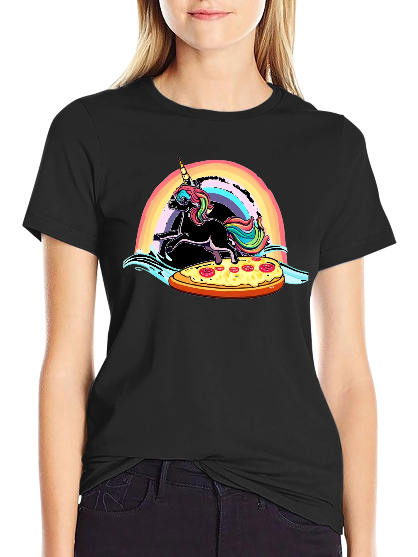 Unicorn Pizza Rainbow Graphic Tee