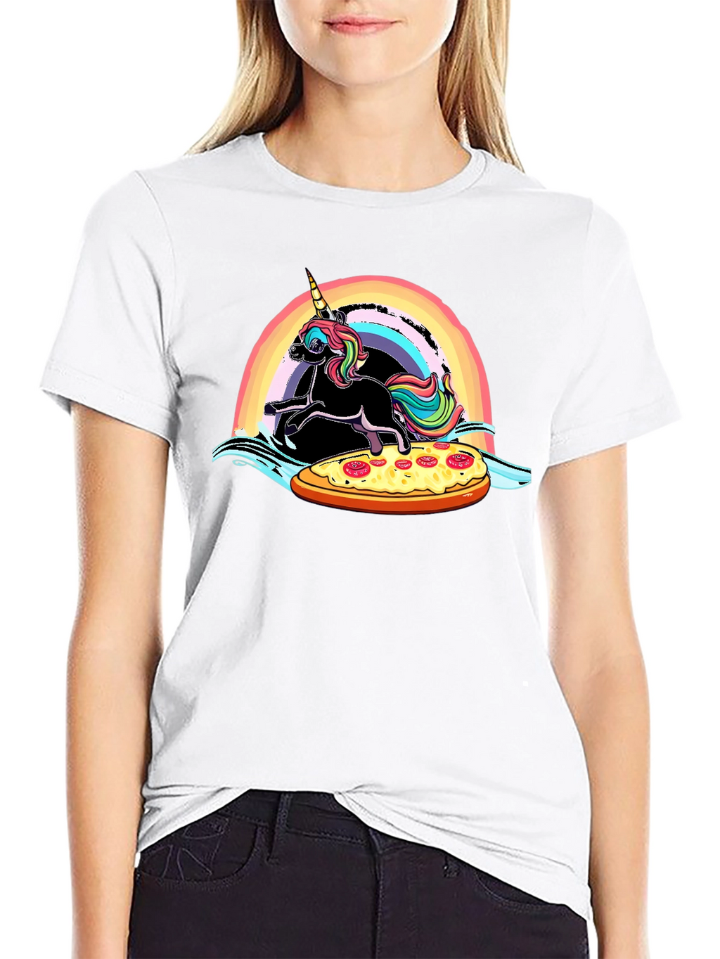 Unicorn Pizza Rainbow Graphic Tee