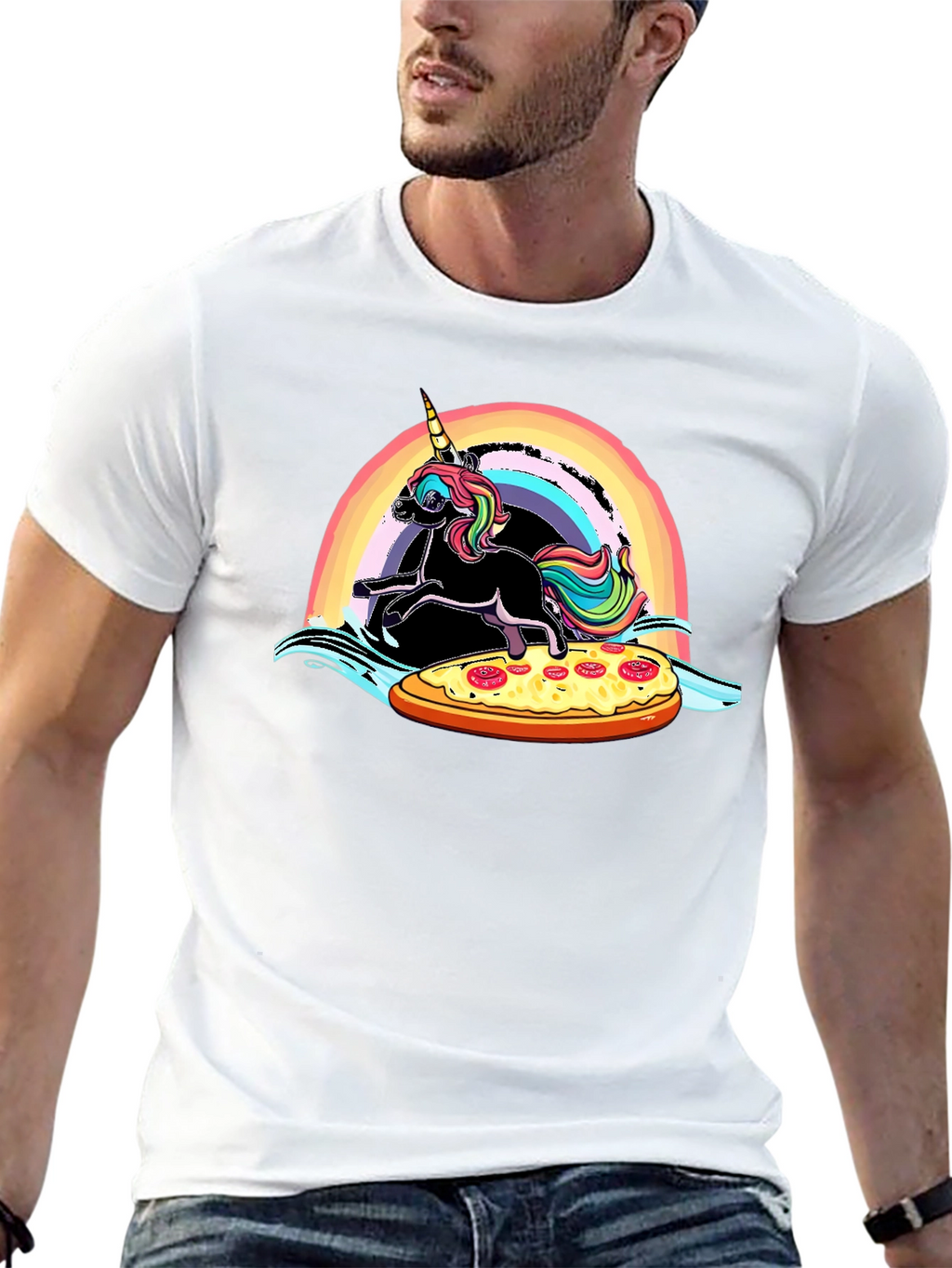 Unicorn Pizza Rainbow Graphic Tee