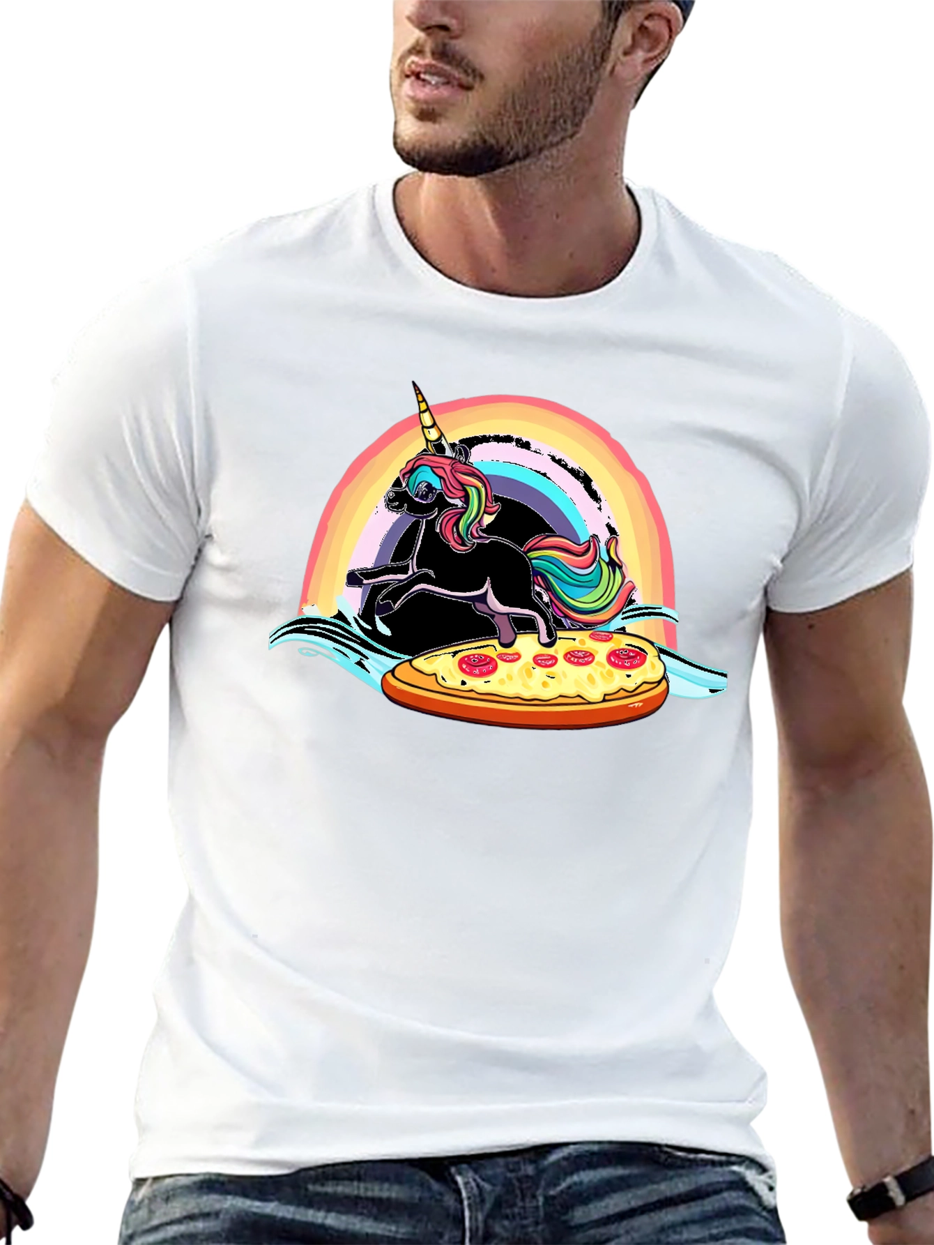 Unicorn Pizza Rainbow Graphic Tee