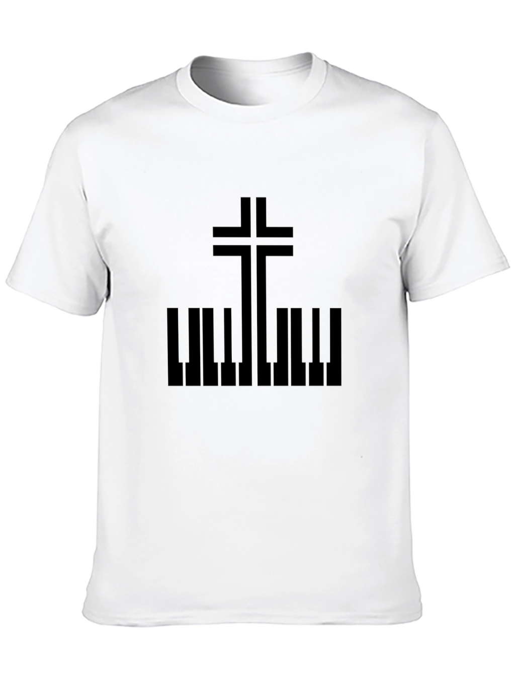 Christian Cross Piano Key Graphic Tee - Black