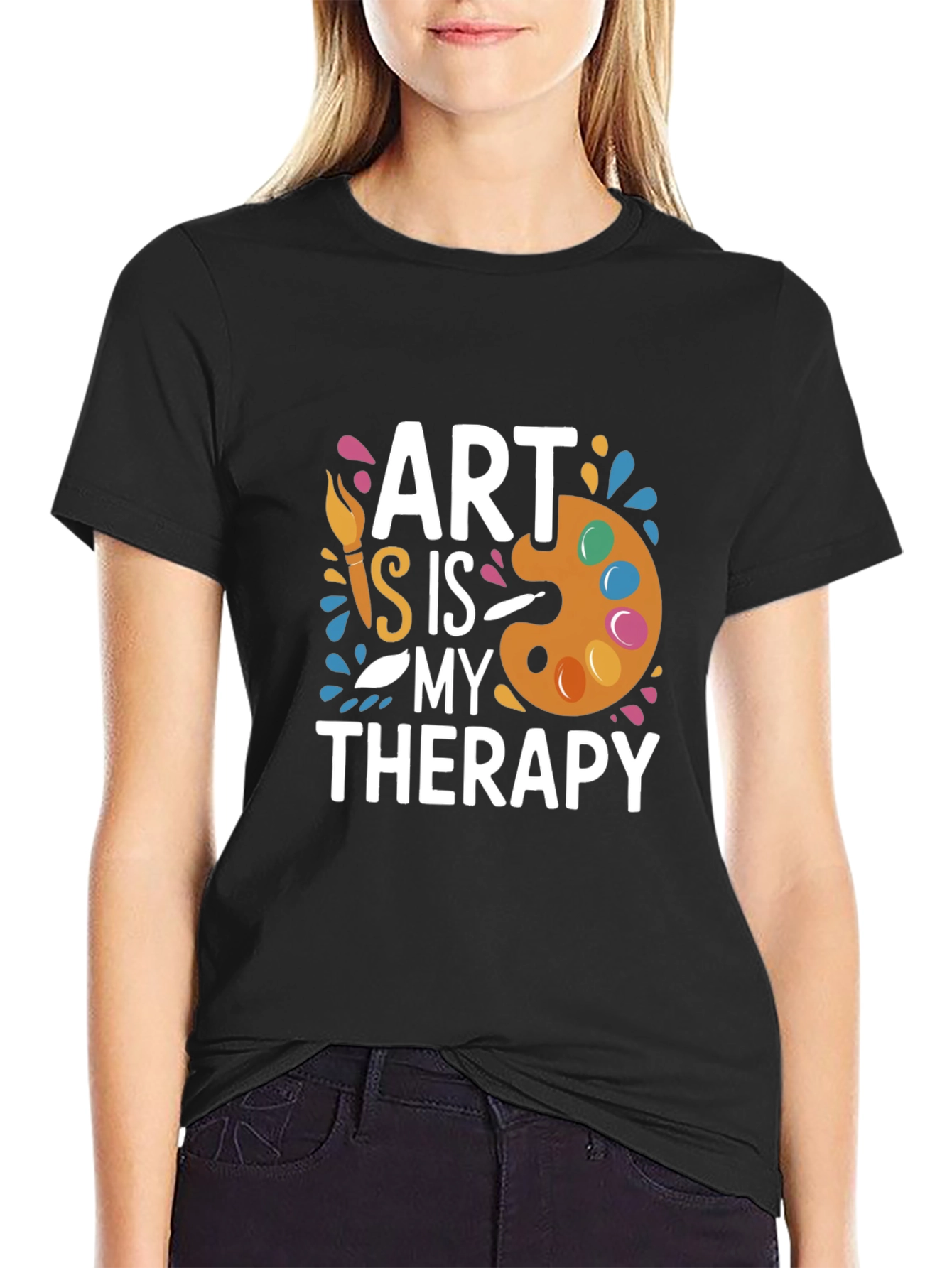 Art is My Therapy T-Shirt - Black Creative Comfortable