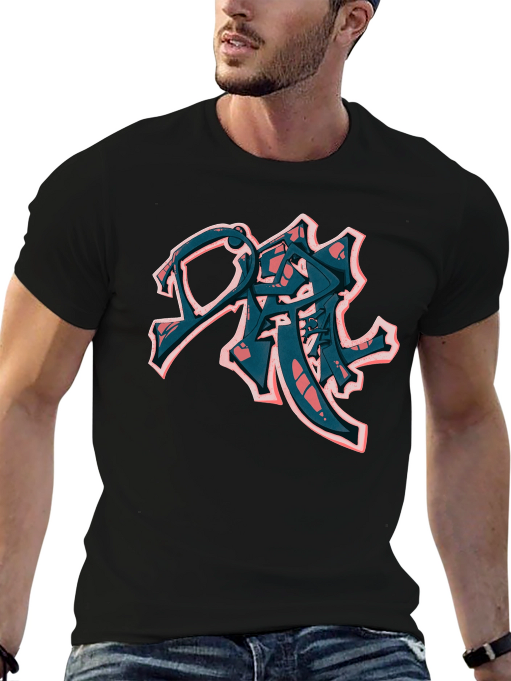 Urban Graffiti Style Black T-Shirt