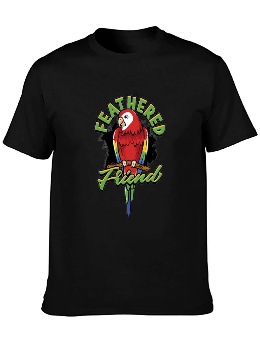 Feathered Friend Parrot Graphic T-Shirt - Black