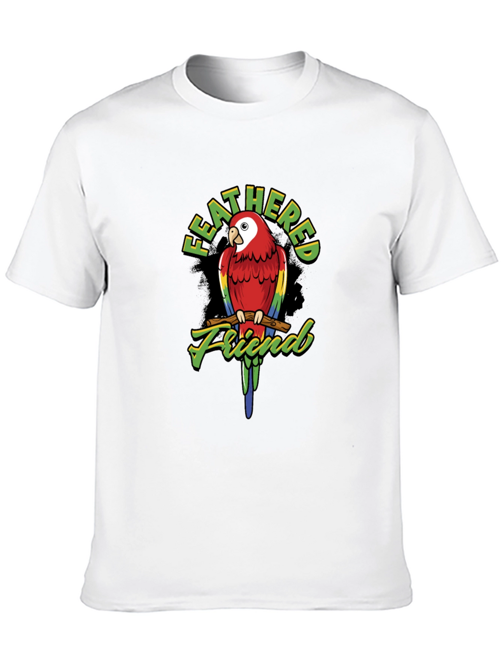 Feathered Friend Parrot Graphic T-Shirt - Black