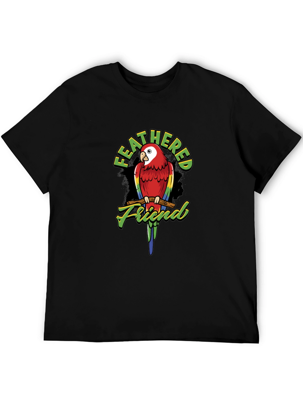Feathered Friend Parrot Graphic T-Shirt - Black