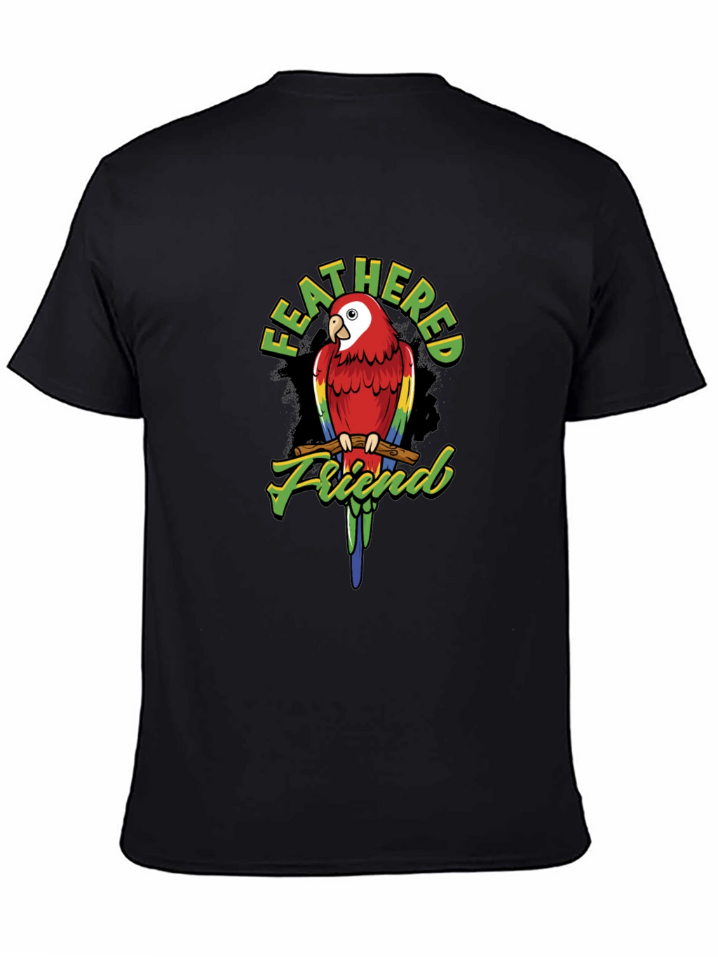 Feathered Friend Parrot Graphic T-Shirt - Black