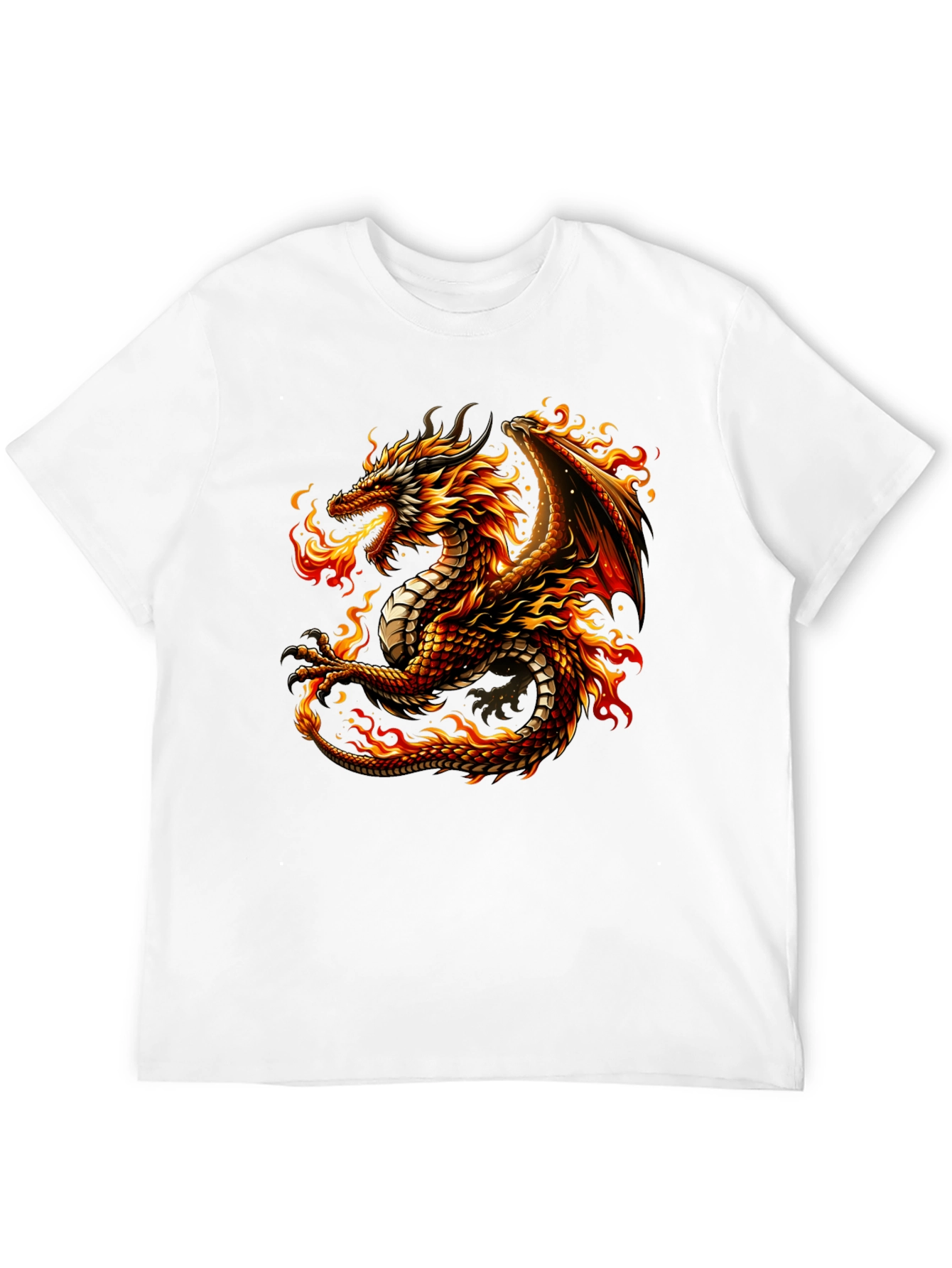 Fiery Dragon Graphic Tee - Black Cotton Comfort