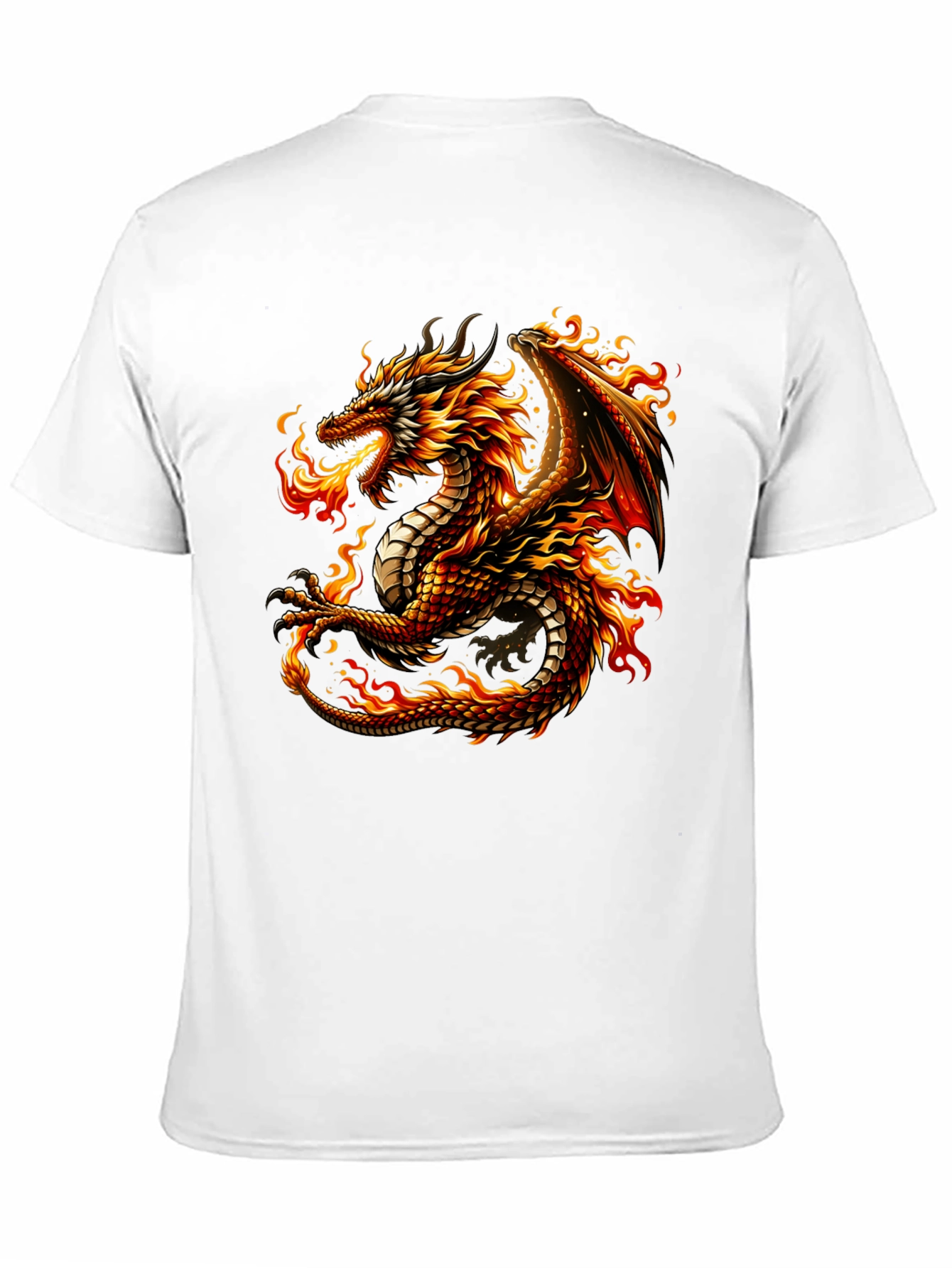 Fiery Dragon Graphic Tee - Black Cotton Comfort