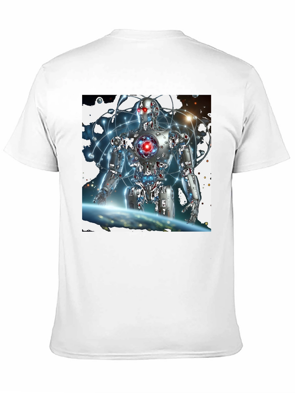 Futuristic Robot Graphic Black T-Shirt