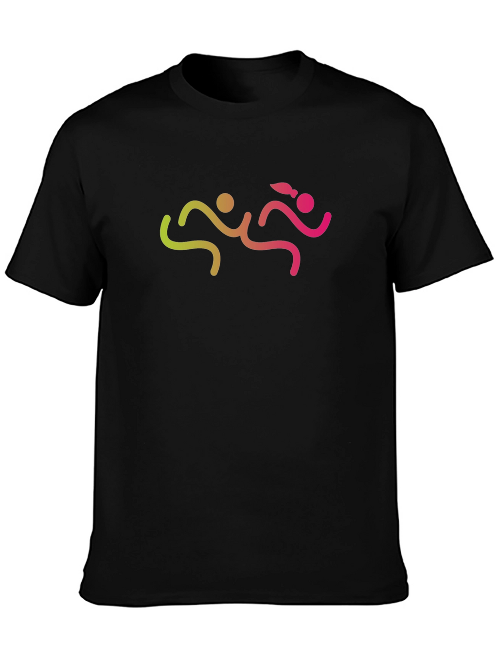 Mens Black Graphic Tee - Running Couple Design