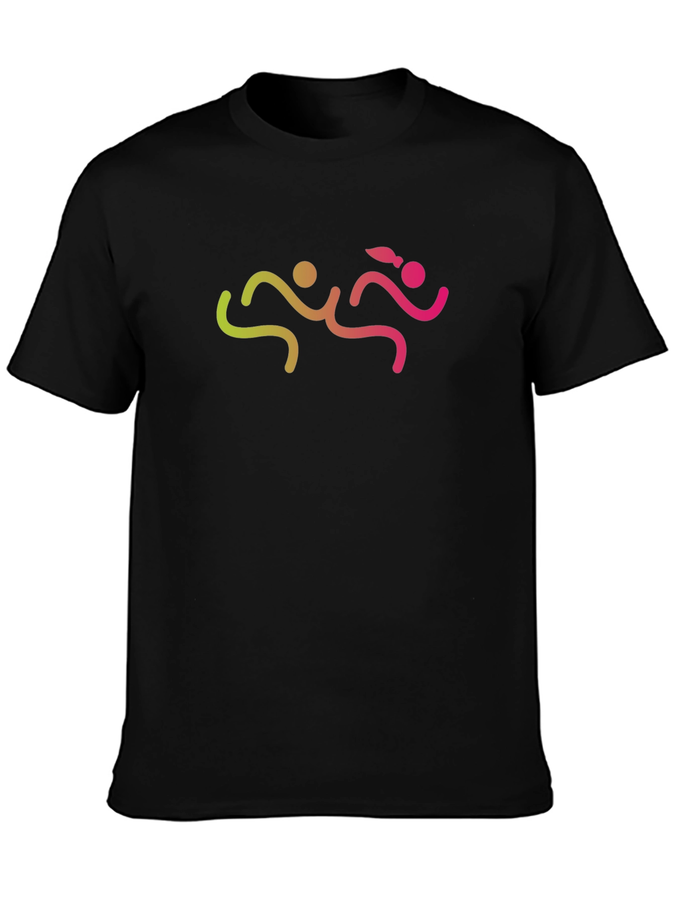 Mens Black Graphic Tee - Running Couple Design