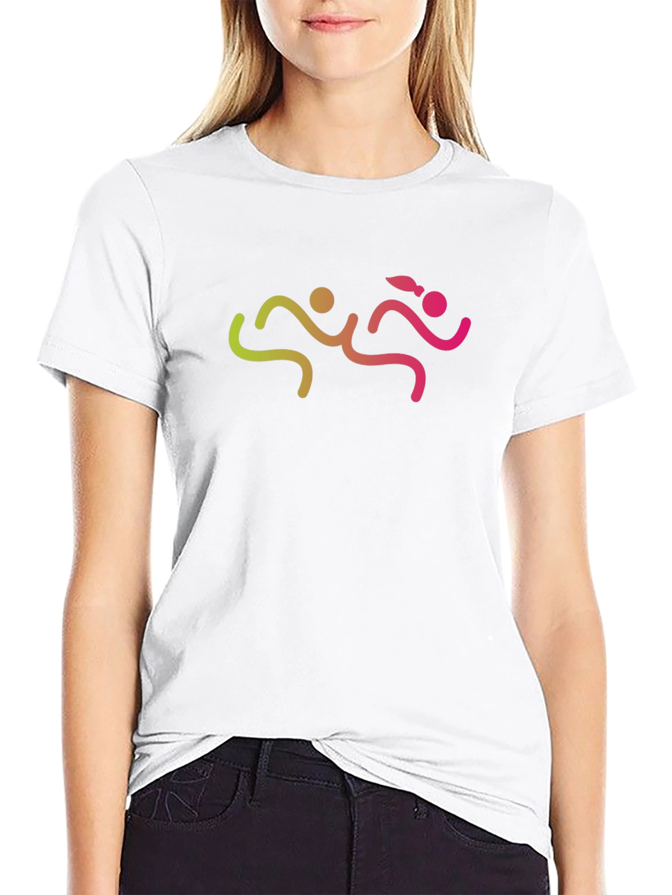 Mens Black Graphic Tee - Running Couple Design