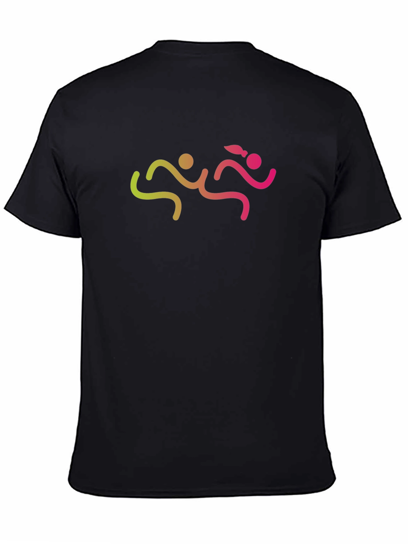 Mens Black Graphic Tee - Running Couple Design